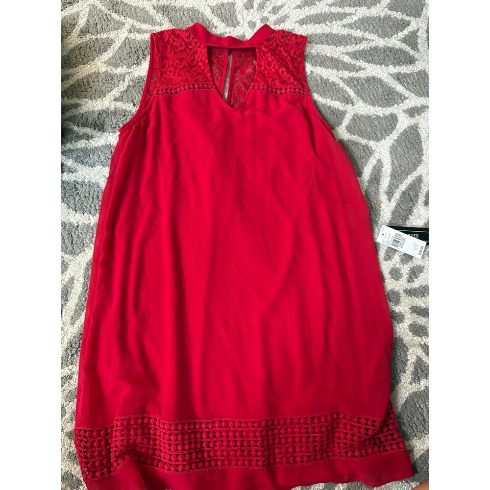 High Neck Lace Red A. Byer Shift Dress